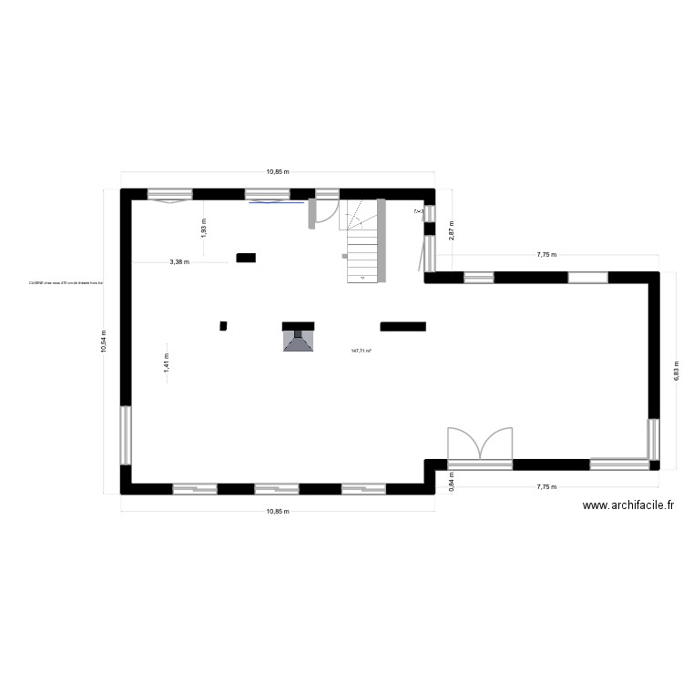 VALIOUD R1 vierge. Plan de 1 pièce et 148 m2