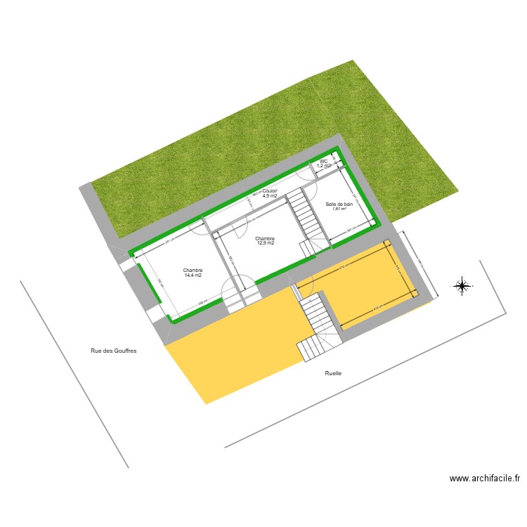 Plan masse Projet. Plan de 8 pièces et 148 m2