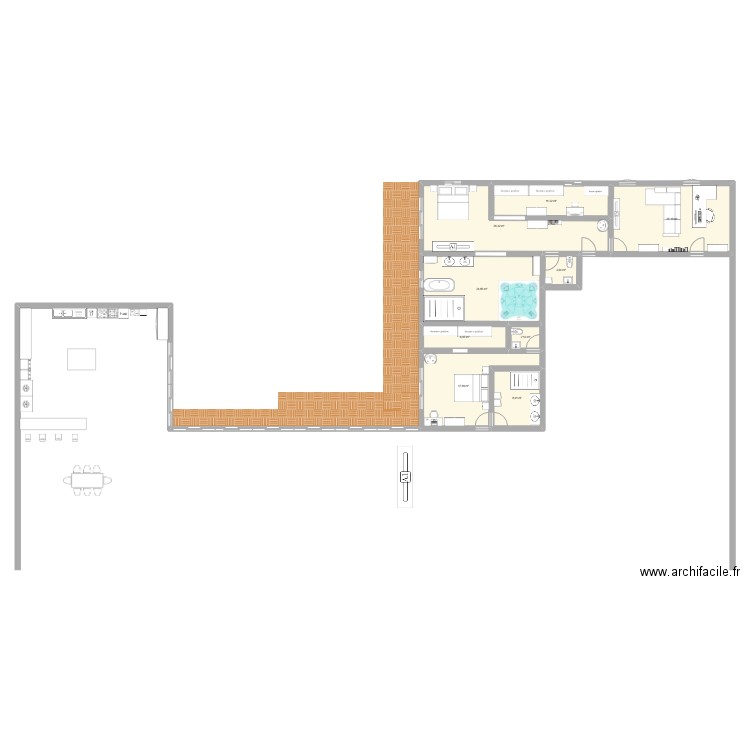 MAISON DANIEL. Plan de 9 pièces et 125 m2