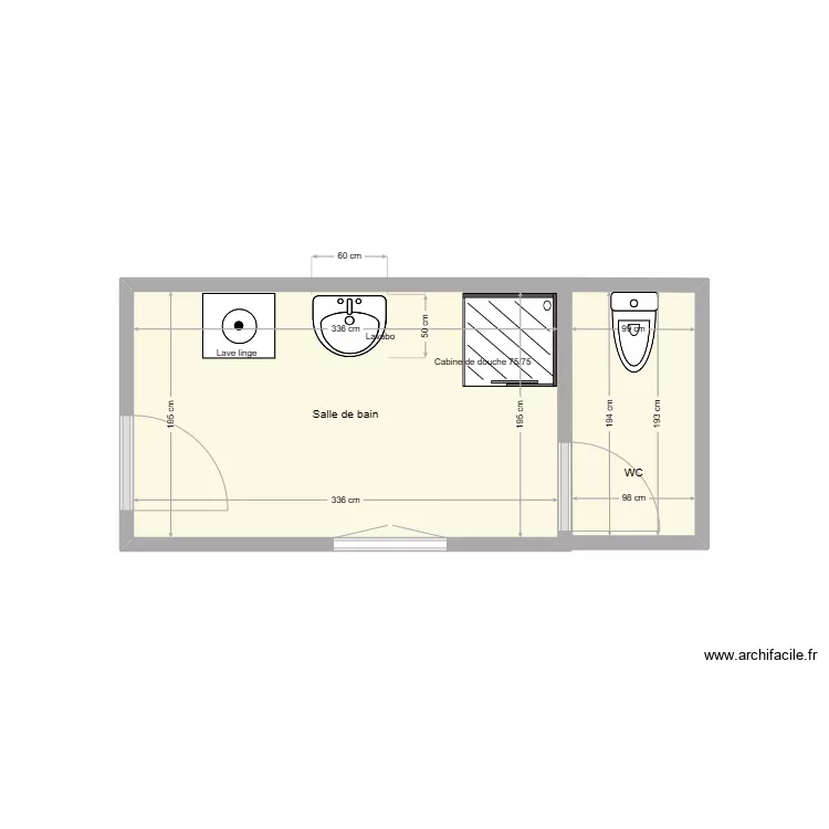 BELONDRADE Ren&eacute; salle de bain. Plan de 