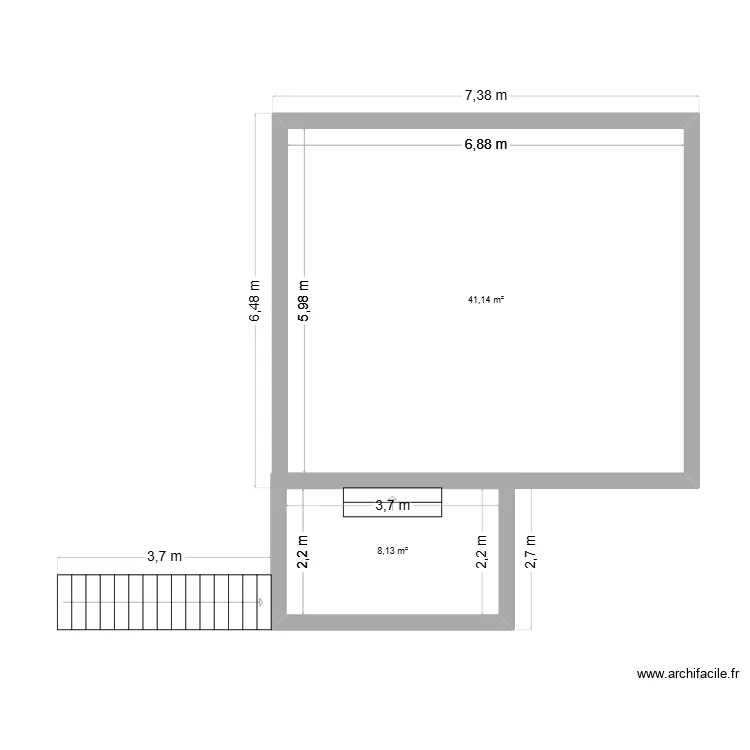 plan terrasse. Plan de 2 Pièces et 49 m²