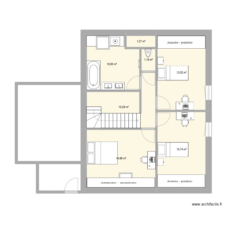 685 Curé Jacquet étage. Plan de 7 pièces et 65 m2