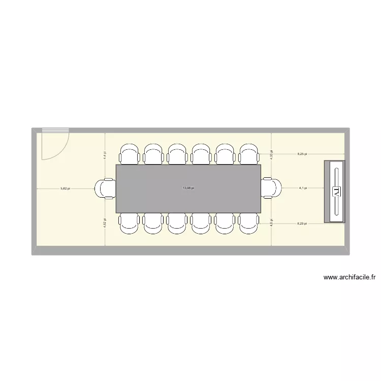 Salle conf&eacute;rence Beloeil option 14 pieds. Plan de 