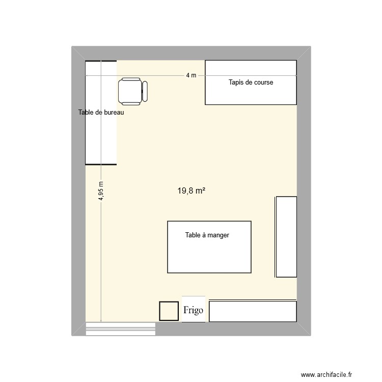 Salle à manger Q7. Plan de 1 pièce et 20 m2