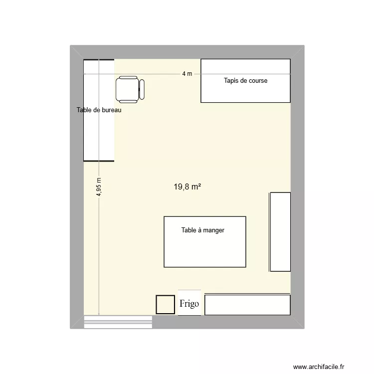 Salle &agrave; manger Q7. Plan de 1 pièce et 20 m²