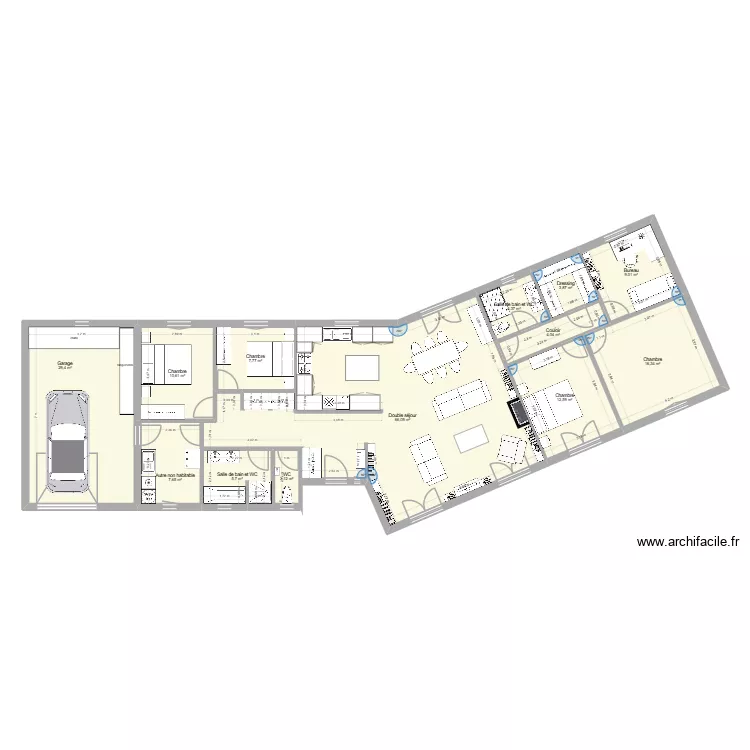 cambremer 2 avec mur avanc&eacute;. Plan de 13  et 180 m²