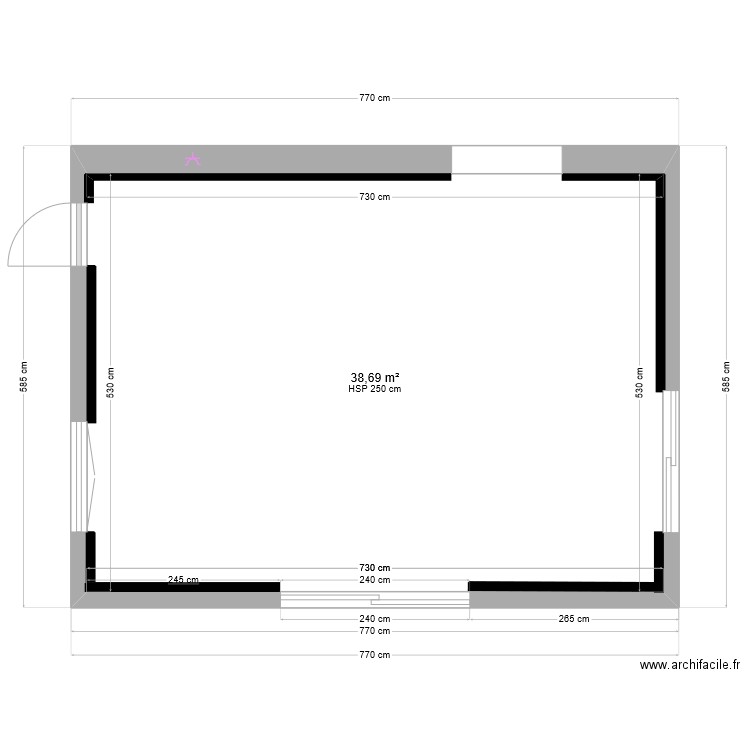 Plan 7,3m sans électricité étage. Plan de 0 pièce et 0 m2