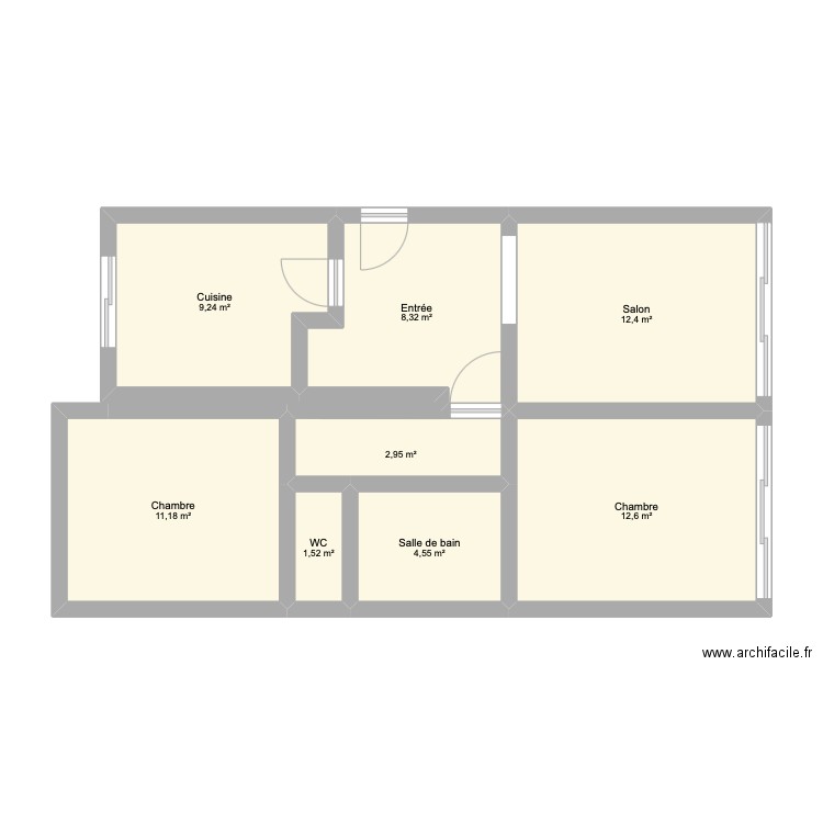 Plan appartement. Plan de 8 pièces et 63 m2
