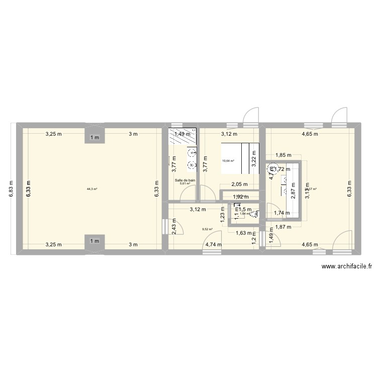 Rénovation 2. Plan de 7 pièces et 101 m2