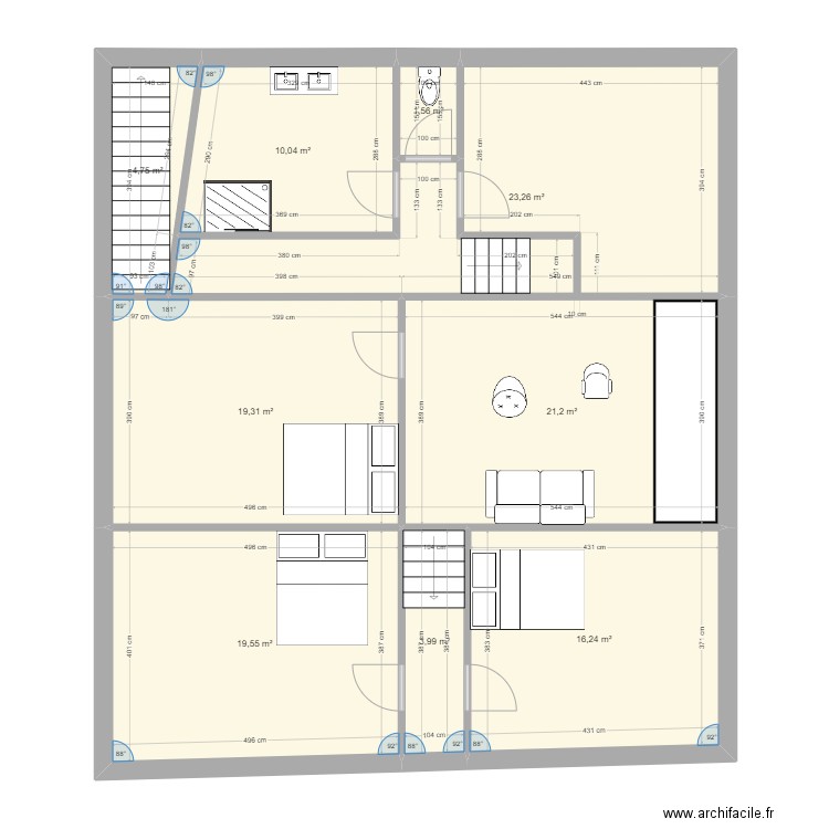 VIELLA. Plan de 9 pièces et 120 m2