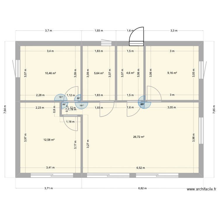 LTSM vide pour cote. Plan de 6 pièces et 69 m2