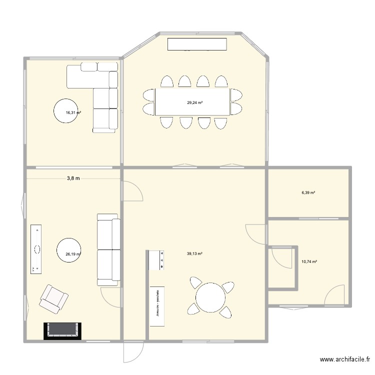 Vauville 2. Plan de 6 pièces et 128 m2