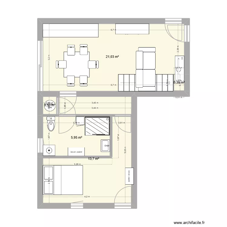 maison fred yaya. Plan de 5  et 42 m²