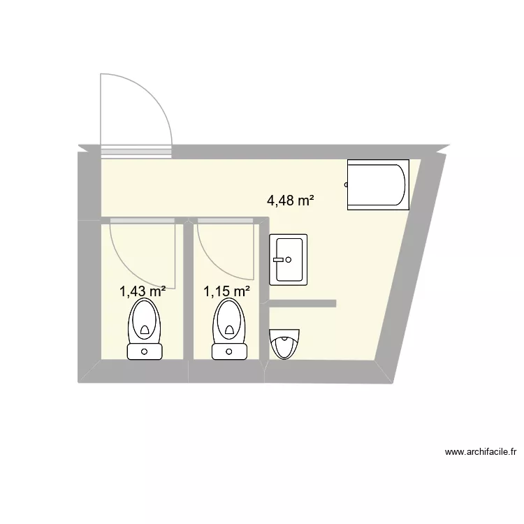 toilettes grande salle. Plan de 3 et 7 m² toilettes grande salle. Plan de 3 et 7 m²