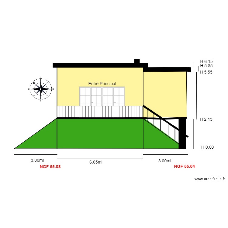 Facade NORD                                        villenauxe. Plan de 6 pièces et 33 m2