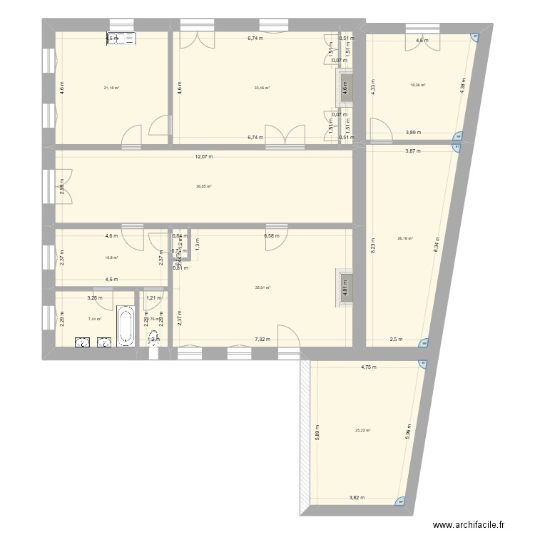 Plan RDC Maison Luppé-Violles. Plan de 10 pièces et 217 m2
