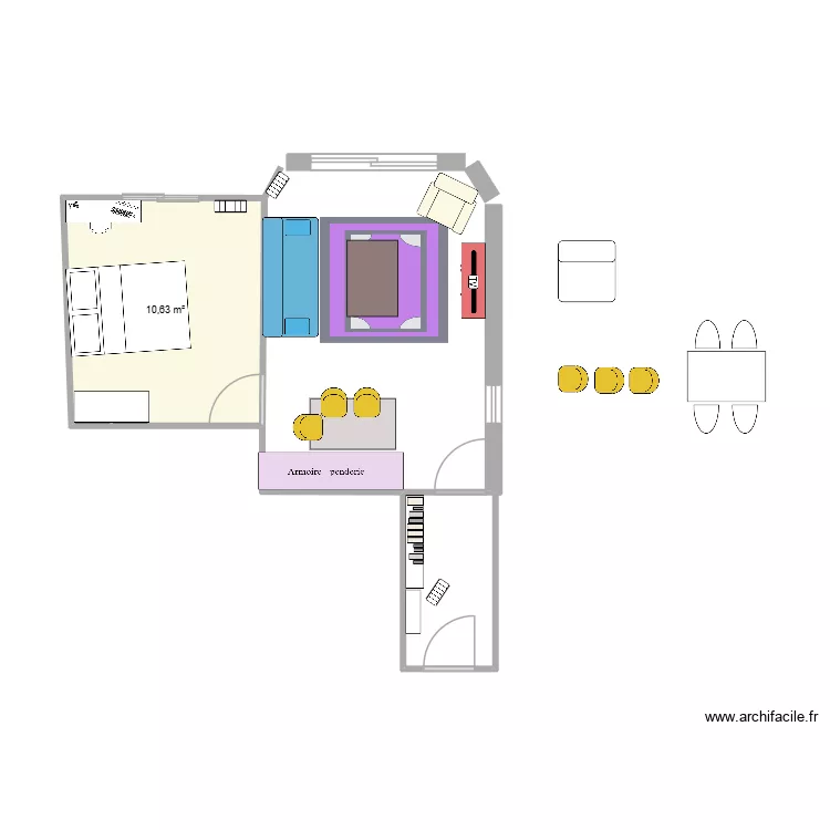 VS 1 Salon. Plan de 1  et 11 m²