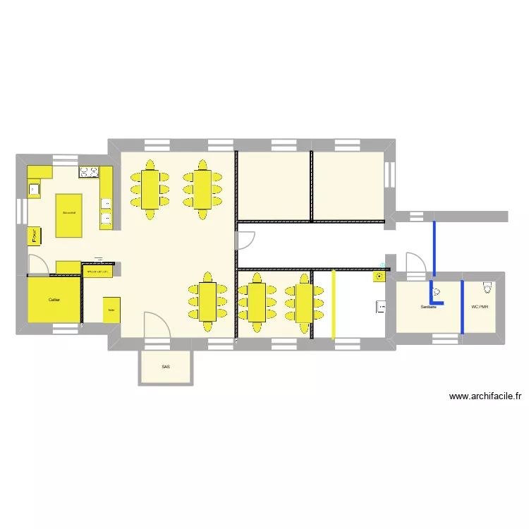 Cuisine c&ocirc;t&eacute; jardin 1. Plan de 7  et 122 m²