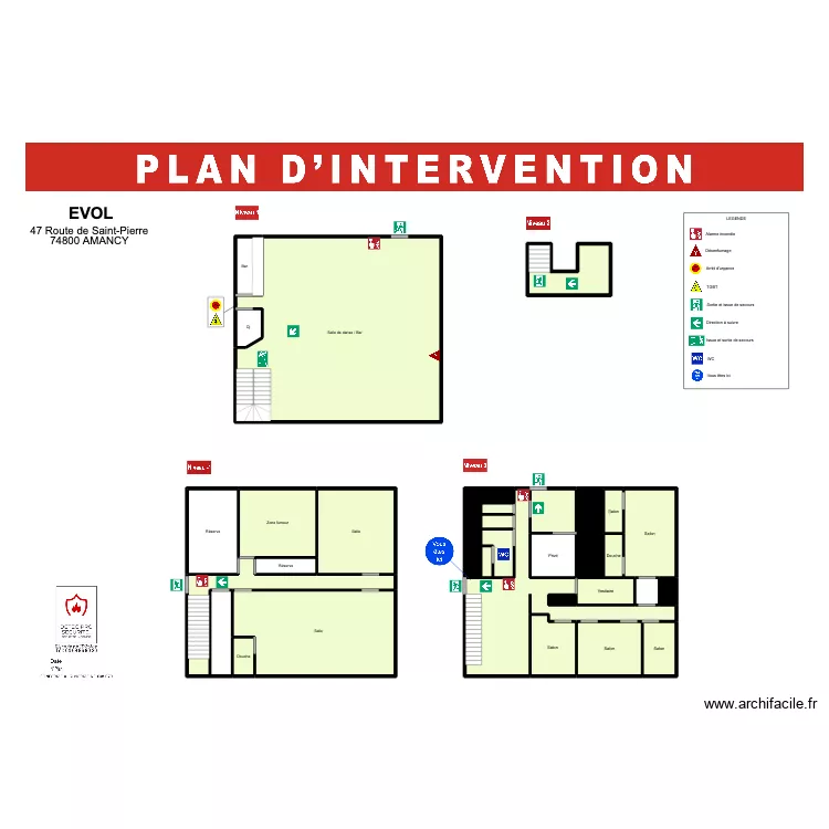Plan d'intervention EVOL. Plan de 31  et 393 m²
