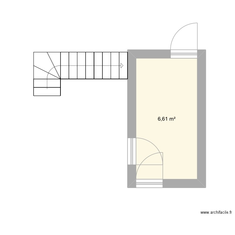 Boudoir haut + escalier haut. Plan de 1 pièce et 7 m2