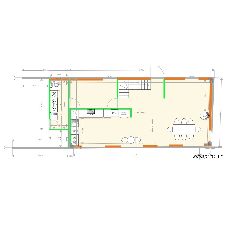 DENN AVEC ISOLA maison ppale 1. Plan de 3 pièces et 69 m2