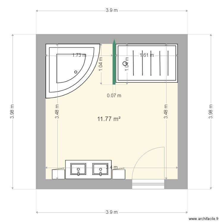 bounaud. Plan de 1 pièce et 12 m2