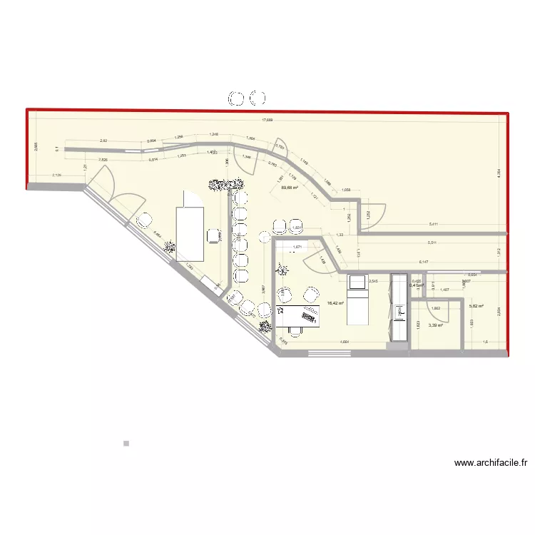 raph 3. Plan de 5  et 116 m²