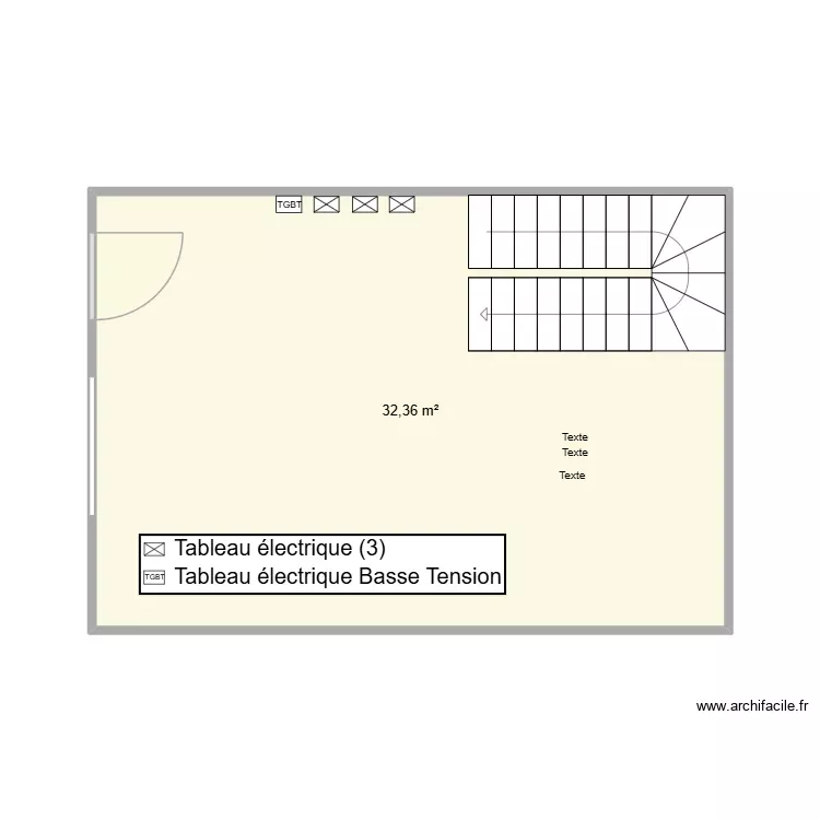 Plan implantation Rez de Chauss&eacute;e. Plan de 1 Pièce et 32 m²