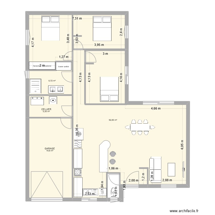 maison mael (2). Plan de 4 pièces et 125 m2