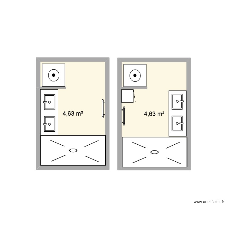 SDB Marceau. Plan de 2 pièces et 9 m2
