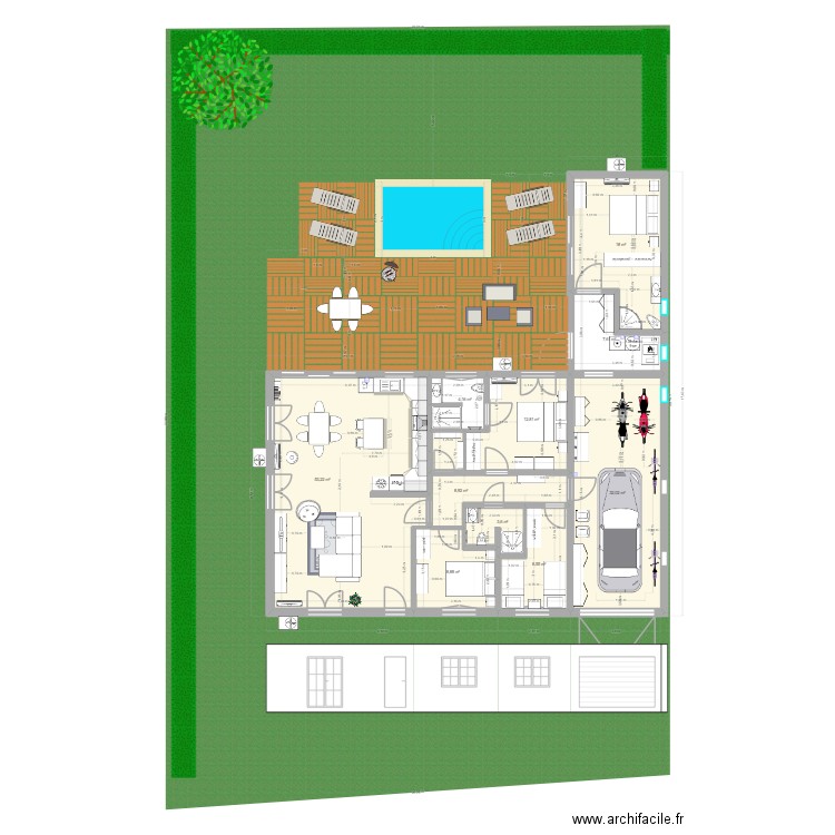 VSM RENO G avec garage et extension - modif cuisine+sdb. Plan de 10 pièces et 158 m2