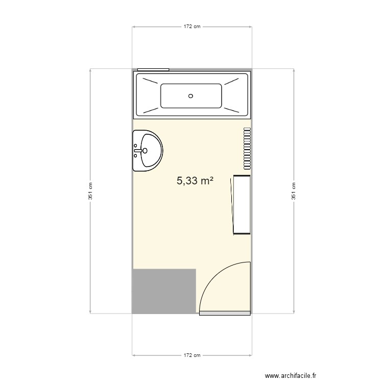 vero-sdb. Plan de 1 pièce et 5 m2