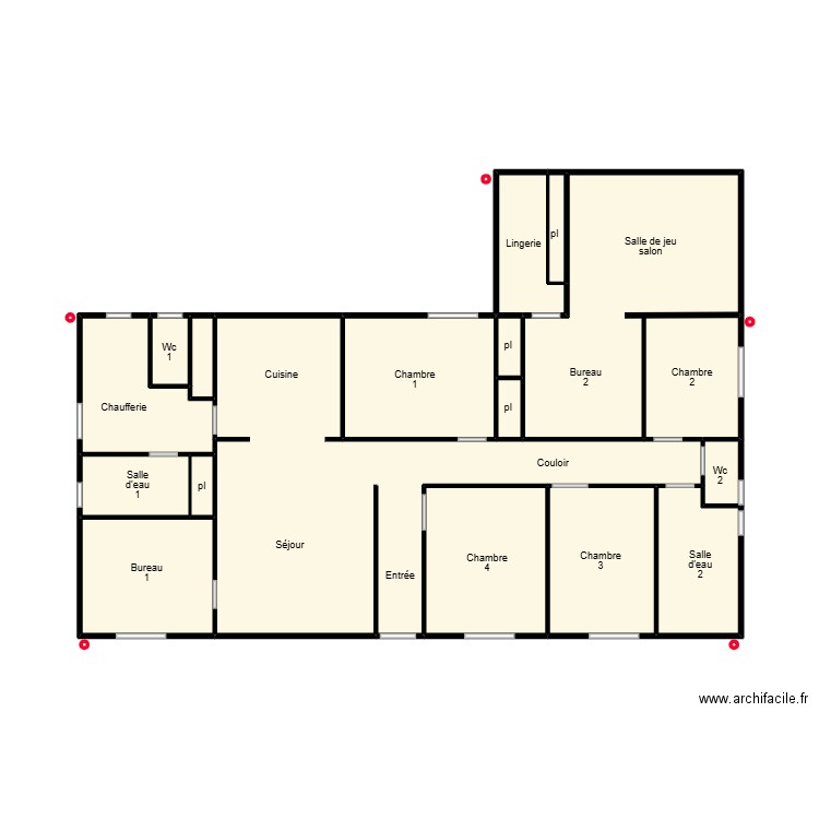 Berthome St Jean. Plan de 17 pièces et 53 m2