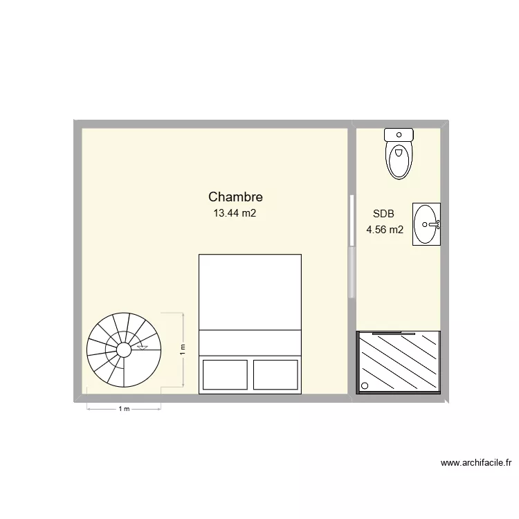 Plan 2eme etage 2 Maelle. Plan de 2  et 17 m²