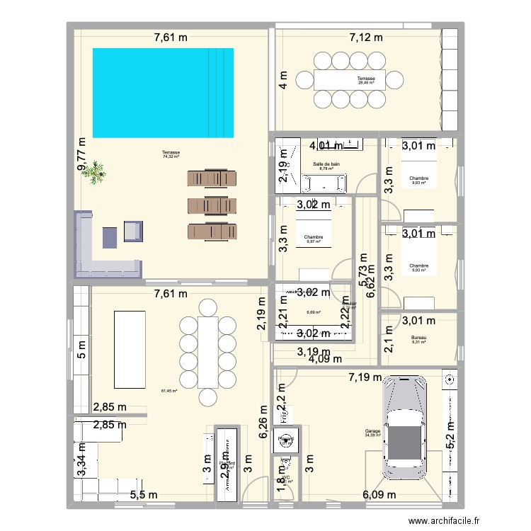plan perso. Plan de 14 pièces et 264 m2