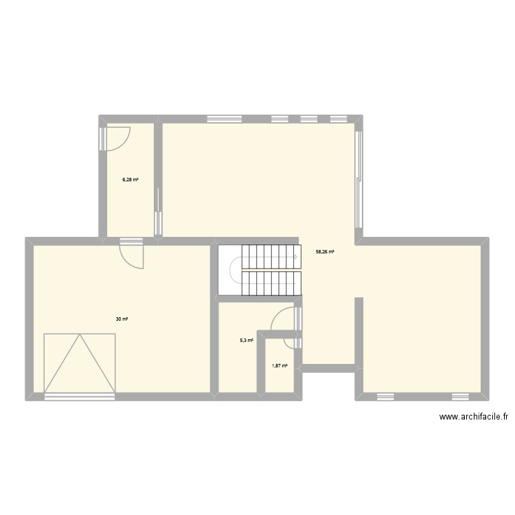 bois. Plan de 5 pièces et 102 m2