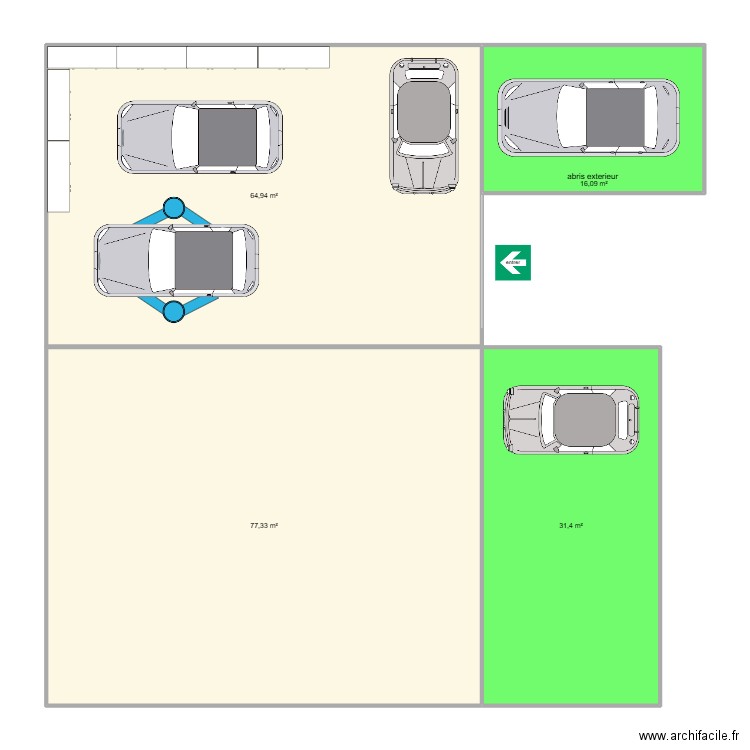 maison avec hangars. Plan de 4 pièces et 190 m2
