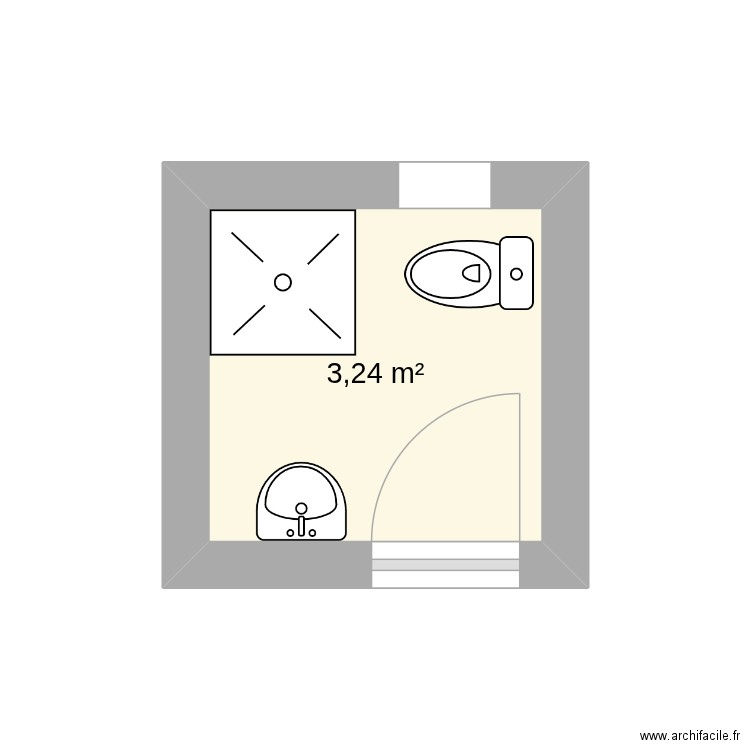 sb wc. Plan de 1 pièce et 3 m2
