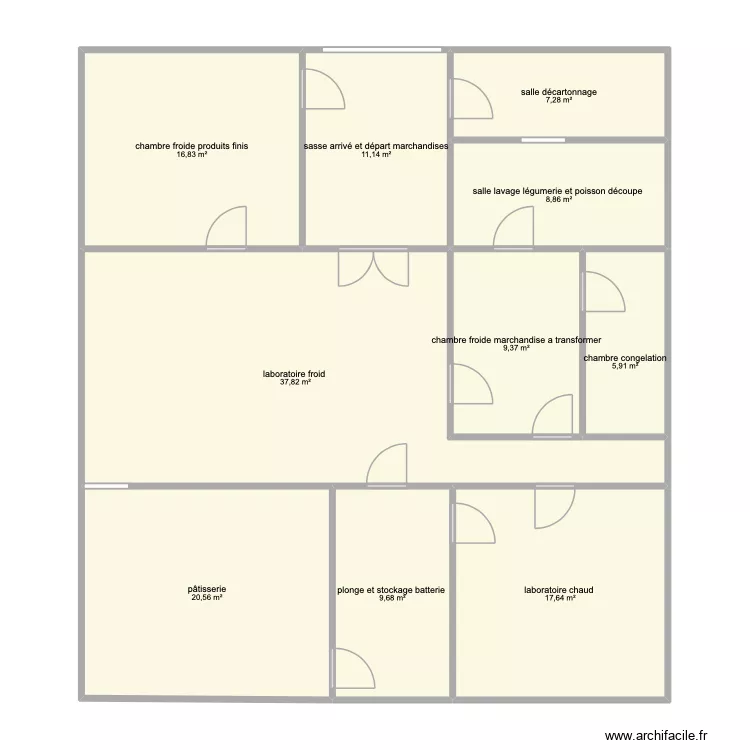 labo. Plan de 10 pièces et 145 m²