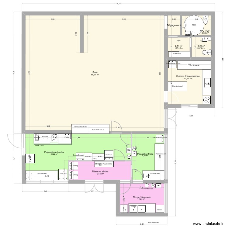 Cafétéria - Projet final à valider. Plan de 10 pièces et 151 m2