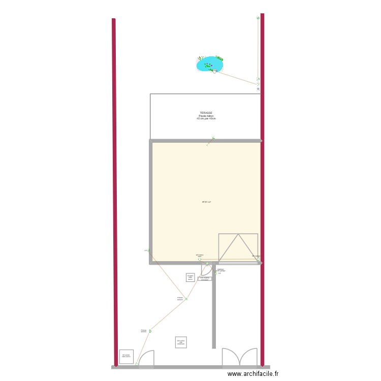 Extérieur Morsang. Plan de 1 pièce et 68 m2
