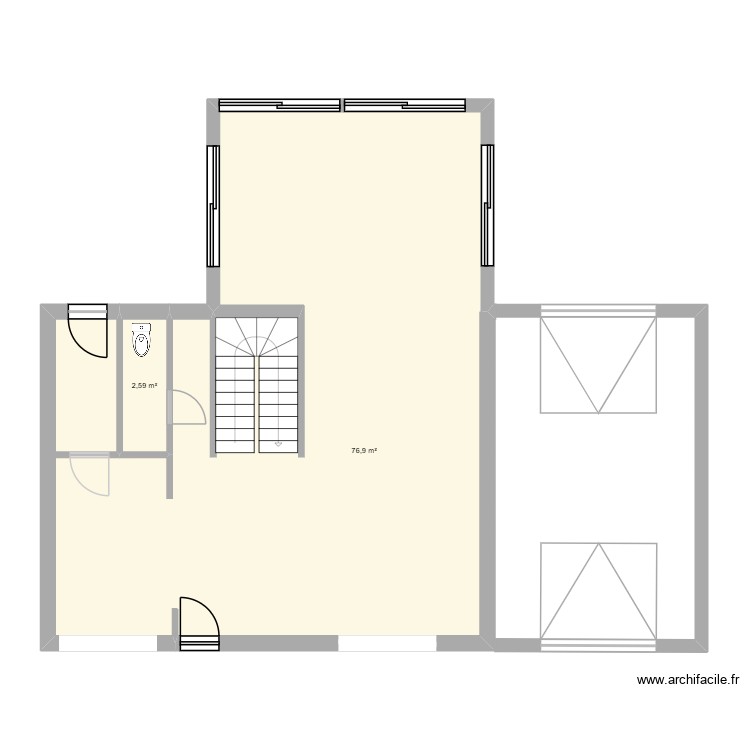 Existant + extension. Plan de 0 pièce et 0 m2
