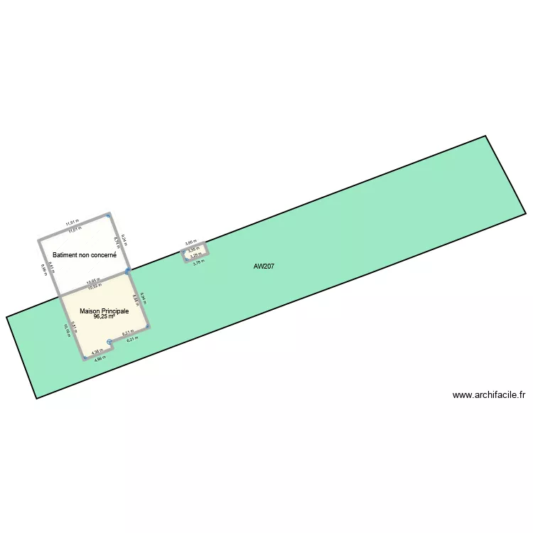 Maison. Plan de 3  et 196 m²