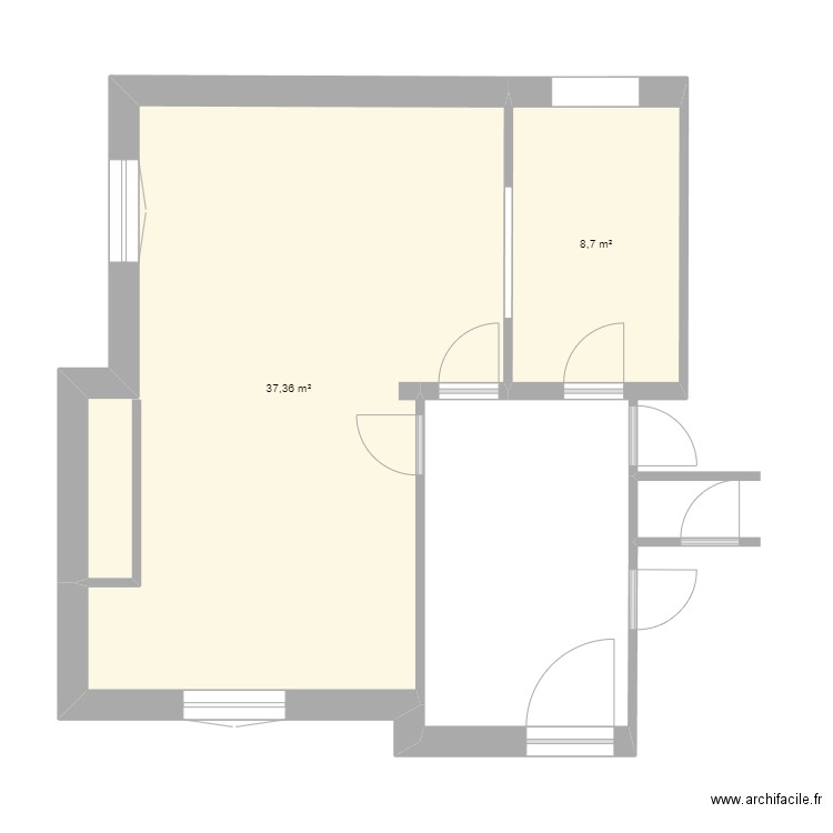 Maison. Plan de 2 pièces et 46 m2