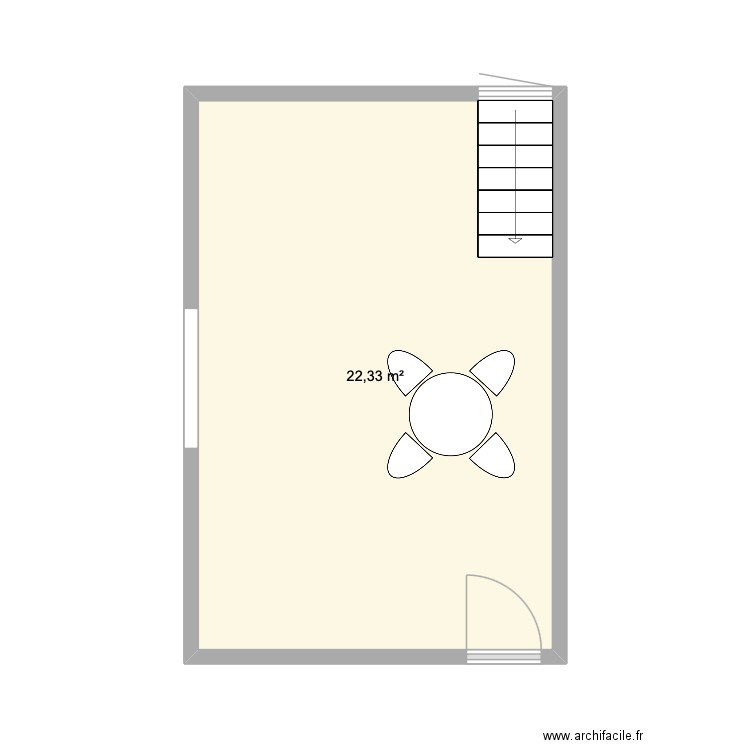 cuisine. Plan de 1 pièce et 22 m2