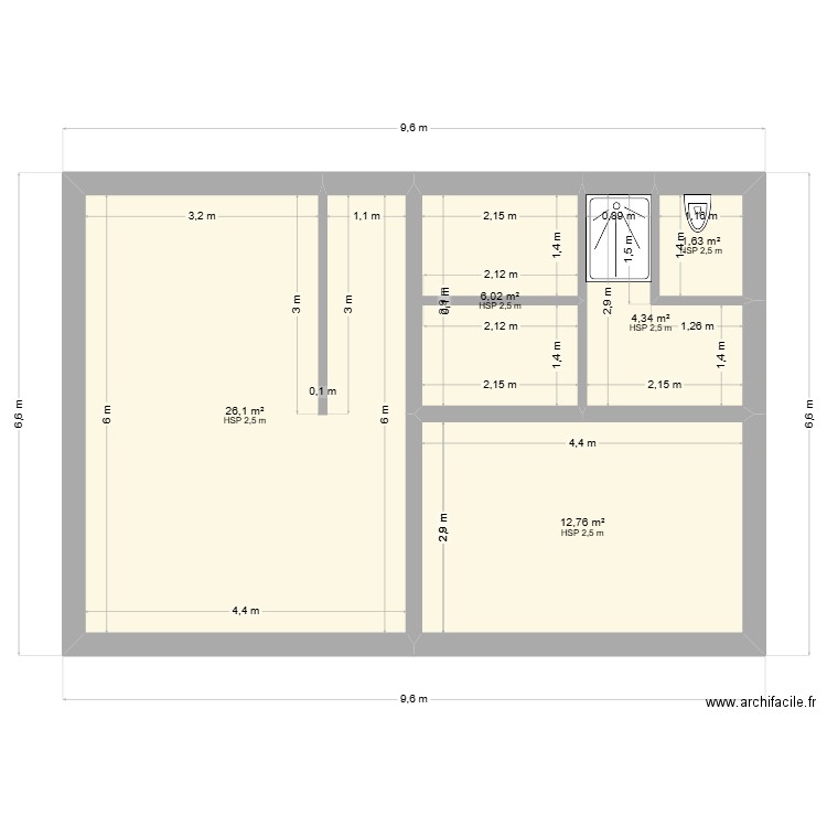 Projet Eésé 5. Plan de 5 pièces et 51 m2
