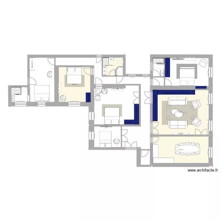 Marignan 1. Plan de 4 pièces et 78 m²