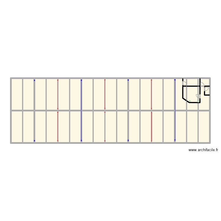 Piscine Deborde. Plan de 35 pièces et 97 m2