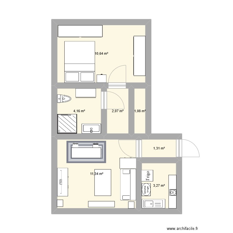 maison. Plan de 7 pièces et 34 m2