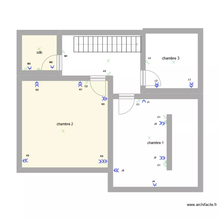 elec spl 1er. Plan de 3 Pièces et 43 m²